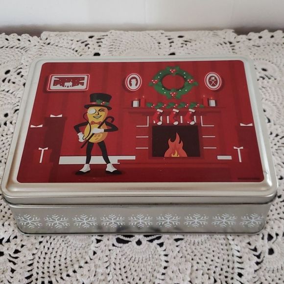 NWOT Festive Mr Peanut Christmas Tin - Picture 1 of 11